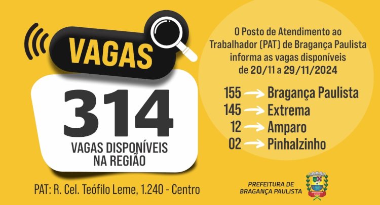 Vagas Disponíveis no PAT de Bragança Paulista