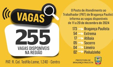 Vagas de Emprego Disponíveis em Bragança Paulista e Região